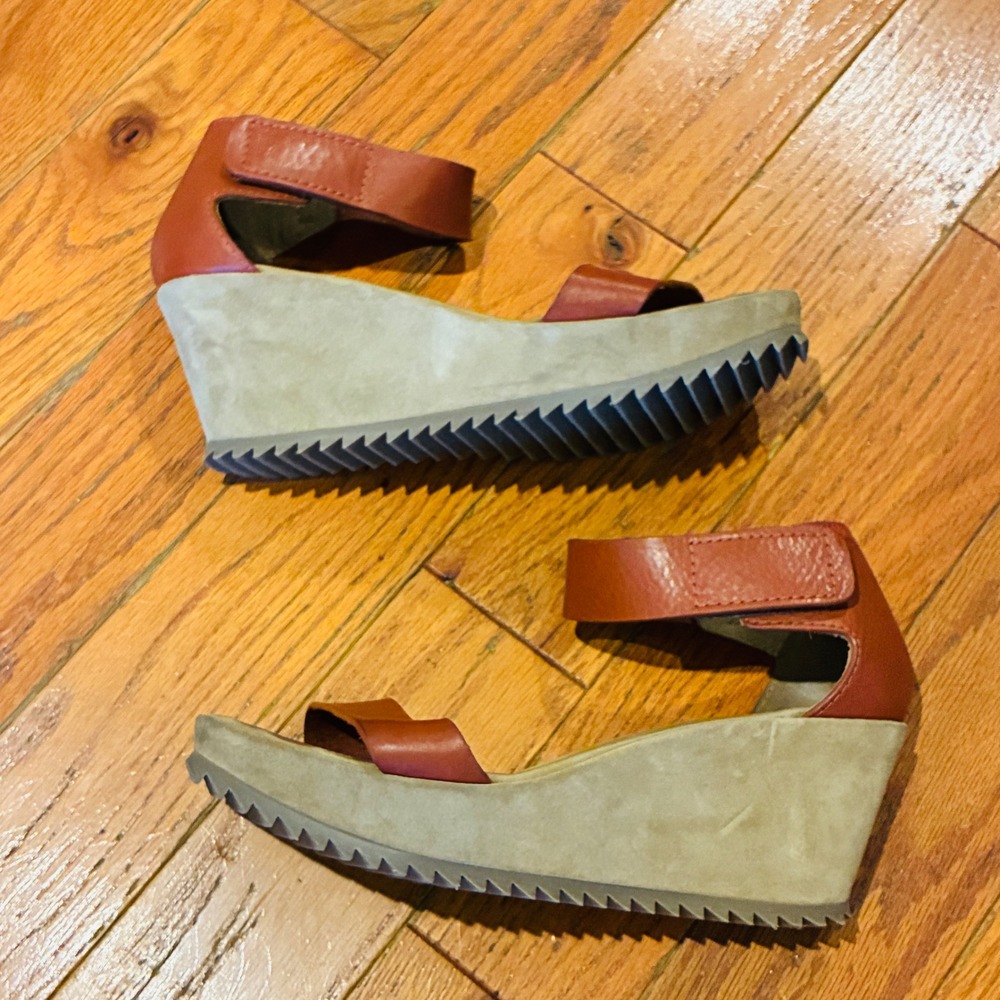 Pedro Garcia Wedge Sandals Womens 39 Brown Leather Platform Ankle Strap Spain - Picture 9 of 11